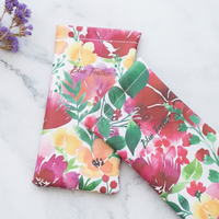 Étui souple en cuir à motif floral imprimé avec logo personnalisé pour lunettes de soleil, fermeture à pression, en microfibre, vente en gros
