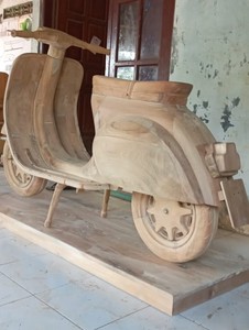 Affichage de Scooter fonctionnel entièrement à moteur, artisanat classique antique, Offre Spéciale support en bois laminé recyclé, motos vintage - Product Image 6