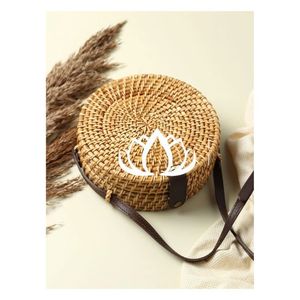 New Designer Eco-Friendly <b>BLUE</b> LOTUS <b>Tote</b> Handbag Rattan <b>Bag</b> Custom Size Decorated Chains Flowers for Women Directly Vietnam - Product Image 1
