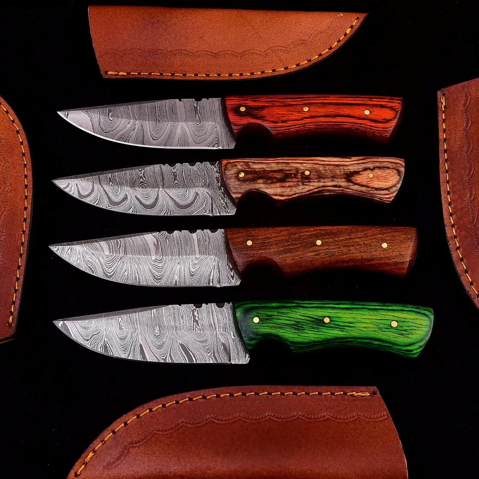 High-end Damascus steel hunting knife with wood handle Custom Hand forged Damascus steel Hunting knife