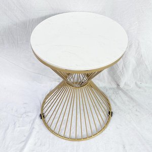 LUXI Contemporary Living Room Furniture Durable Gold-Bronze Frame Side <b>Table</b> Stone Top Decorative <b>Table</b> for <b>Sofa</b> Entry SST022 - Product Image 3