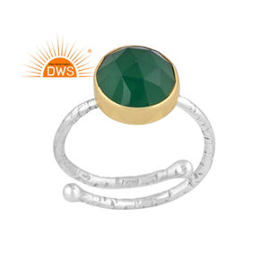 Best Quality Fine Sterling Silver Natural Green Onyx Gemstone <b>Adjustable</b> <b>Ring</b> Custom Jewelry For Women Gift For Her - Product Image 1