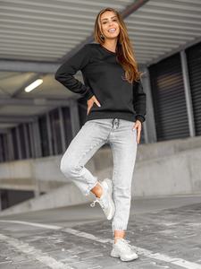 Sweat-shirt aérien pour femme Bas et manches côtelés Rouge et noir Style High street Respirant Sweatshirts grande taille - Product Image 5