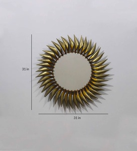 กระจกตกแต่งติดผนังทรงกลมกรอบใบโลหะสีแบบโบราณที่ทันสมัยสำหรับตกแต่งห้องนอนและห้องนั่งเล่น - Product Image 5