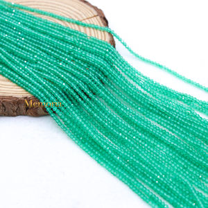 ลูกปัดหินอัญมณีสีเขียวโอนิกซ์เจียระไนขนาด2มม. ธรรมชาติ35เส้นสำหรับทำเครื่องประดับ - Product Image 6