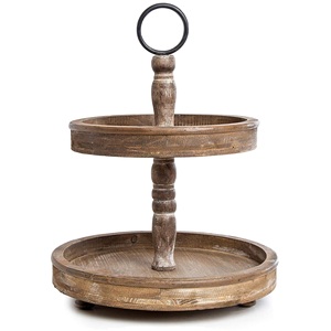 Support à gâteau classique et élégant en métal, support à gâteau à 2 étages en métal et en bois, qualité supérieure, fait à la main, support à gâteau décoratif - Product Image 5