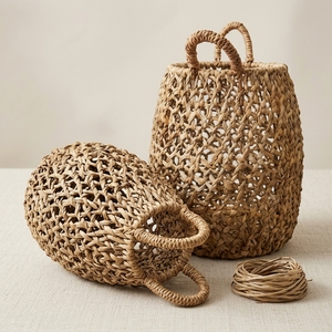 Juego de Cestas de Almacenamiento de Corteza de Plátano Tejidas a Mano Naturales, con Malla Abierta, para Urnas, Tarros, Macetas y Jardineras, con Asa Arqueada, Decoración Artística Pura para Diseño de Interiores - Product Image 4