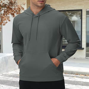 Nouvel arrivage de sweat à capuche en coton et polyester de haute qualité décontracté à manches longues minimaliste basique col à capuche hiver ample solide tissé - Product Image 3