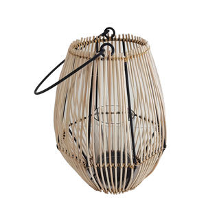 Set of 2 Iron <b>Glass</b> & Plastic Lantern With Handle Black & Natural Color Small Size Outdoor Lantern for Garden Decoration - Product Image 3