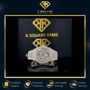 VVS Acier inoxydable analogique résistant à l'eau automatique pour mouvement Quartz Moissanite Diamond Luxury Band Montre unisexe - Product Image 3