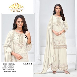 Traje de diseñador Salwar con Secuencia de bordado adornado con Zarkan Real Mirror Detail Fancy Lace para bodas y fiestas - Product Image 3