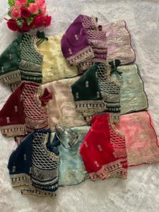 Bollywood indien Designer vêtements ethniques doux soie tissu broderie Jari travail frontière Saree élégant fantaisie exclusif Blouse femmes - Product Image 4