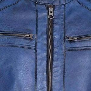 Veste en cuir véritable pour homme, en toile, style bombardier rouge, fermeture à glissière imperméable, vêtements d'extérieur de motard coupe ajustée pour l'hiver - Product Image 6