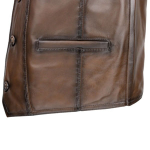 Gilet de motard en cuir véritable marron respirant pour hommes, gilet de moto coupe-vent à fermeture boutonnée pour l'automne, meilleure vente - Product Image 6