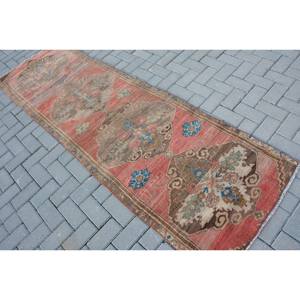 Alfombra turca vintage de 26x85 pies, diseño de retazos rojos y marrones, tejido plano de lana con respaldo de látex para decoración de sala de estar - Product Image 4