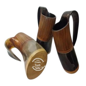 Vente en gros de tasse écologique en corne polie bricolage tasse faite à la main de forme naturelle pour la bière technique de sublimation vierge tasse à boire en vrac - Product Image 2