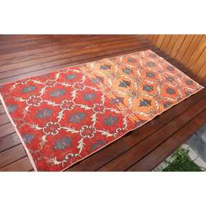 Tapis turc, tapis vintage 2,8x6,1 pieds, tapis en laine rouge ombré - Product Image 2
