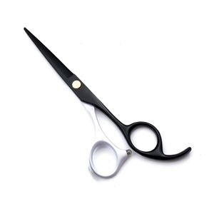 Ciseaux de coiffure de meilleure qualité Ciseaux de coupe de cheveux en acier inoxydable de couleur noire et blanche avec repose-doigt fixe - Product Image 2