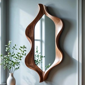 Lá Gỗ khung trang trí tường gương-Gương khung gỗ thủ công, gương trang trí, gương gỗ, - Product Image 6