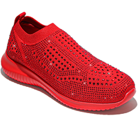 Chaussures décontractées pour femmes en gros, baskets à glissière avec strass, chaussures de marche respirantes, légères, imperméables, antidérapantes, pour toutes les saisons