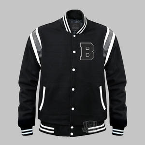 Veste universitaire en coton noir pour hommes, manches or clair, boutons couverts au motif Letterman pour l'hiver, service de vente en gros OEM disponible - Product Image 6