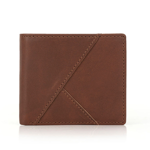 <b>Men's</b> Genuine Leather Slim <b>Wallet</b> With Striped Lining Fold Closure Card Holder Short Length Minimalist Design - Product Image 2