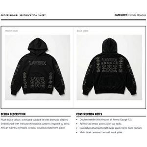 Sudadera con Capucha de Invierno para Mujer 2026, 500gsm, Felpa de Algodón, Estilo Techwear y Streetwear, con Pedrería, Estampado Gráfico 3D en Relieve, Top Corto - Product Image 6