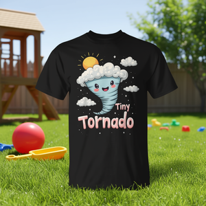 Simpatica maglietta Tiny Tornado per bambini e neonati con un design divertente sia per ragazzi che per ragazze - Product Image 3