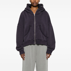 Fabricantes Sudadera con capucha OEM personalizado de alta calidad pesado grueso algodón ácido lavado Sun Faded Full Zip up Sudadera con capucha - Product Image 2