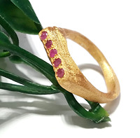 Anillo de plata 925 chapado en oro con rubí rojo, anillo de declaración, regalo de aniversario, anillo de compromiso para mujer