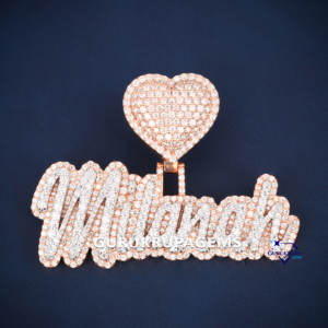 Pendentif nom en argent 925 Moissanite personnalisé avec motif coeur collier glacé personnalisé bijoux pour hommes et femmes - Product Image 1