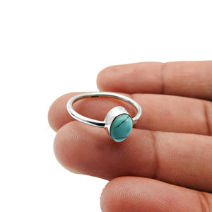 Latest Design 925 Sterling Silver Natural <b>Turquoise</b> Gemstone Oval Stone Shape Daily Wear <b>Ring</b> for Woman Girls Handmade Jewelry - Product Image 4