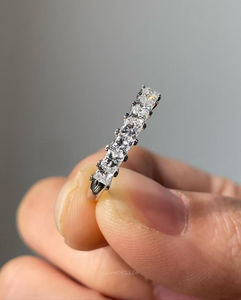 สายรัดเพชรโมอีสตัดเพชรและเพชรสำหรับเจ้าหญิงสีเงินสเตอร์ลิง925เข้ากันกับงานแต่งงานสายรัด3/4ชั่วนิรันดร์สำหรับผู้หญิง - Product Image 1