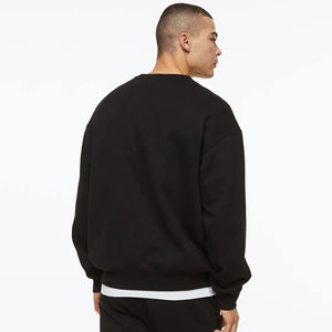 Sweat-shirt noir 350g sweat-shirt en coton polaire unisexe à manches longues surdimensionné blanc femmes sweat à col rond - Product Image 5