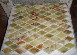 Multi Green Onyx Collection Natural Stone, Multi Green Onyx Polished Mosaics Mesh Tiles, Tuile d'onyx vert foncé - Product Image 4