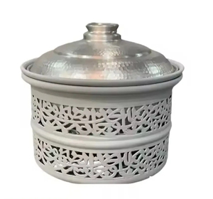 Superbe casserole en bois avec couvercle poli argenté, parfaite pour les mariages et la restauration du Moyen-Orient - Product Image 5