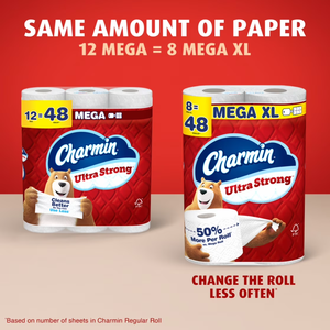 Charmin.. Ultra Strong Toilet Paper 12 Mega Rolls, 220 <b>Sheets</b> Per Roll - Product Image 4
