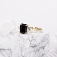 Bague en argent sterling 925 avec émeraude noire et triangle blanc Moissanite pour bijoux autres colliers