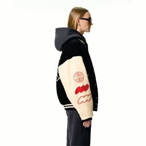 Diseño de fábrica al por mayor manga larga en blanco mujer chaqueta de béisbol Sport Wear Varsity Jacket - Product Image 5