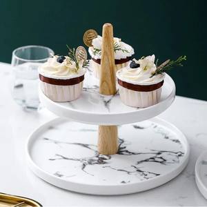 Rustic Wooden <b>3</b> <b>Tier</b> Serving <b>Stand</b> with Metal Handle Durable Dessert Cupcake Display Tray for Parties Kitchen and Home Decor - Product Image 2