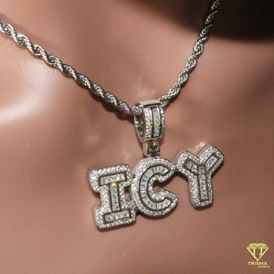 Pendentif de luxe Bling personnalisé avec nom Icy personnalisé en argent sterling 925 avec diamants cultivés en laboratoire VVS bijoux Hip Hop - Product Image 3