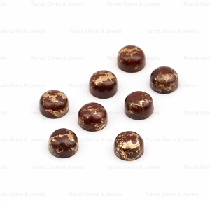 Superventas 10mm círculo liso Flatback cabujón de alta calidad cobre Lava turquesa piedras preciosas sueltas para la fabricación de joyas al por mayor - Product Image 3