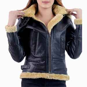 2025 nouveau Style en cuir de vache véritable Vintage hiver respirant broderie lettre Design veste pour les femmes avec col détachable - Product Image 5