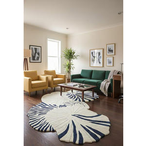 Alfombra Moderna de Lana Anudada a Mano con Forma de Hoja Abstracta, Diseño Irregular para Sala de Estar, Decoración con Base de Látex, Regalo de Año Nuevo - Product Image 5