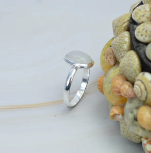 Anillo de Plata de Ley 925 Unisex romántico con piedra lunar arcoíris, aniversario de boda bonita para piedra preciosa, regalo cristiano o fiesta - Product Image 3