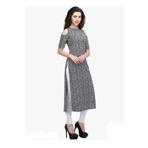 Kurta en crêpe magnifiquement conçu pour les femmes à la mode et confortable disponible en plusieurs couleurs d'Inde - Product Image 5