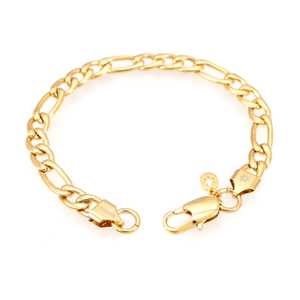 Bracelet à breloques Figaro en or 14 carats 7 mm, élégant accessoire de bijouterie fine - Product Image 5