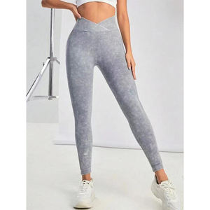 High Quality Women Fitness <b>Leggings</b> Acid Washed V Waist Sexy Scrunch <b>Butt</b> <b>Lifting</b> Quick Drying Breathable Yoga Pants - Product Image 4