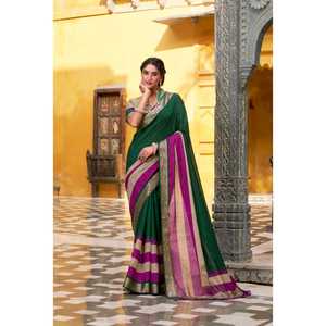 Sari Moderno con Estampado para Fiesta, Estética India Pura, Envuelto en Simplicidad, con Borde de Zari Real y Sensación de Algodón Suave, con Trabajo de Tejido de Zari - Product Image 1