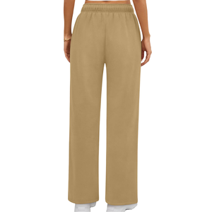 Pantalon de survêtement évasé épais pour femme avec un design unique Ceinture à cordon de serrage de haute qualité Couleur unie Taille moyenne pour l'hiver - Product Image 2